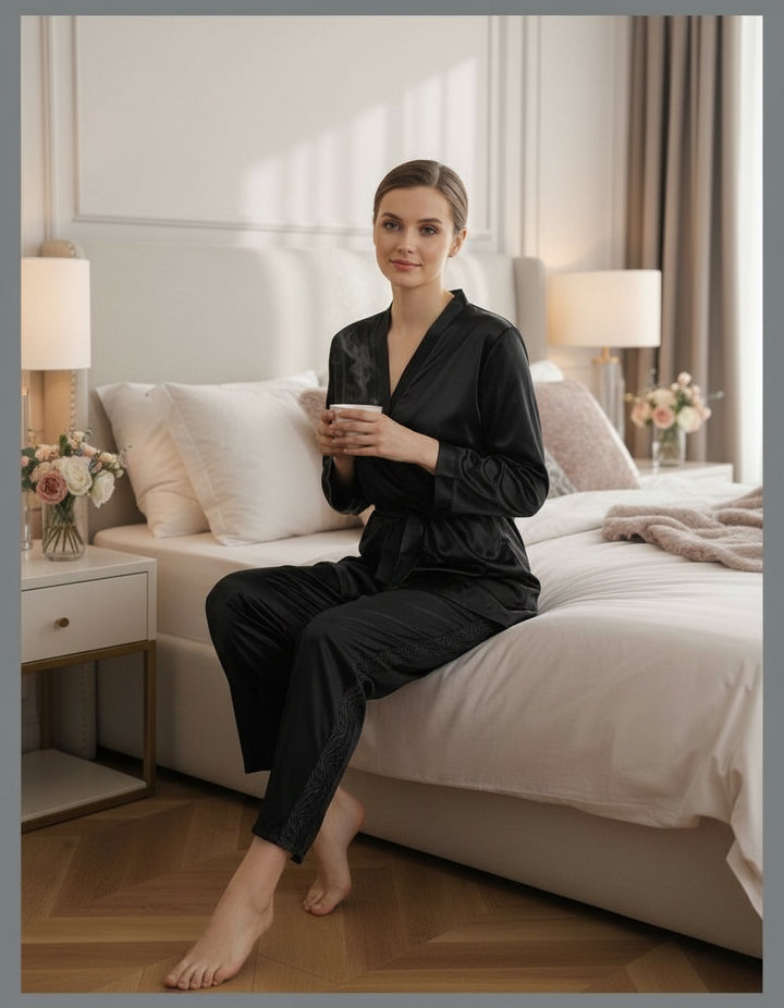 Women’s 2-Piece Silk Nightwear Set –Luxury Loungewear - Zara Apparel