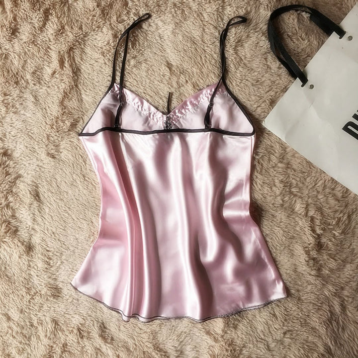 Premium Cami Sole Set – Contrast Lace Embroidered Nightwear - Zara Apparel