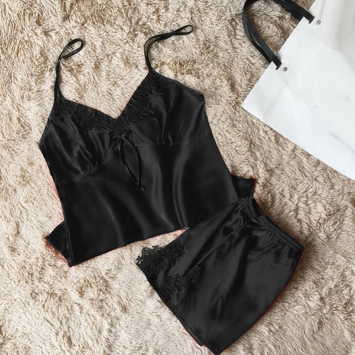 Premium Cami Sole Set – Contrast Lace Embroidered Nightwear - Zara Apparel