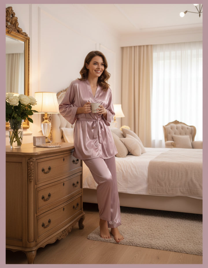 Women’s 2-Piece Silk Nightwear Set –Luxury Loungewear - Zara Apparel