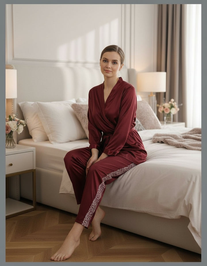 Women’s 2-Piece Silk Nightwear Set –Luxury Loungewear - Zara Apparel