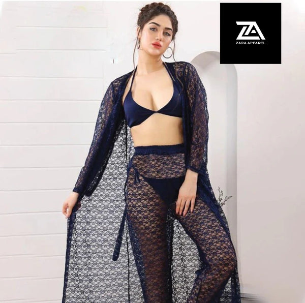 Transparent Allure 4PC Bridal Nighty