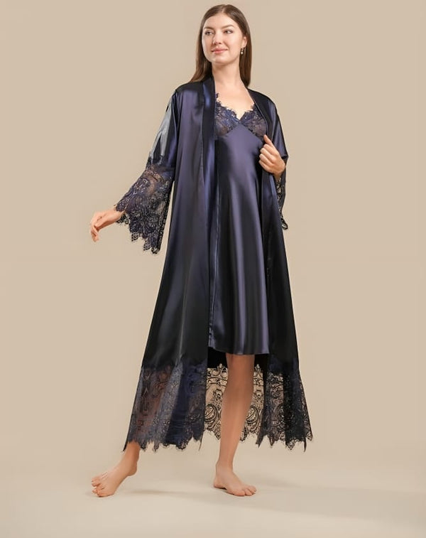 Royal Romance | Long Bridal Nightwear 3PC Set