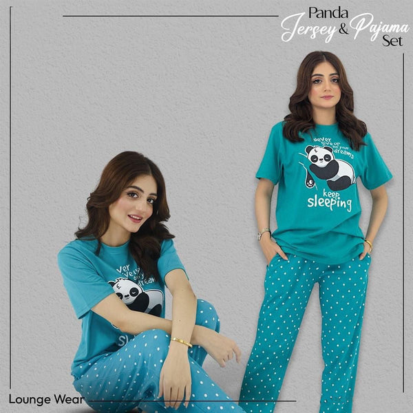 Panda Print 2-Piece Jersey Pajama Set