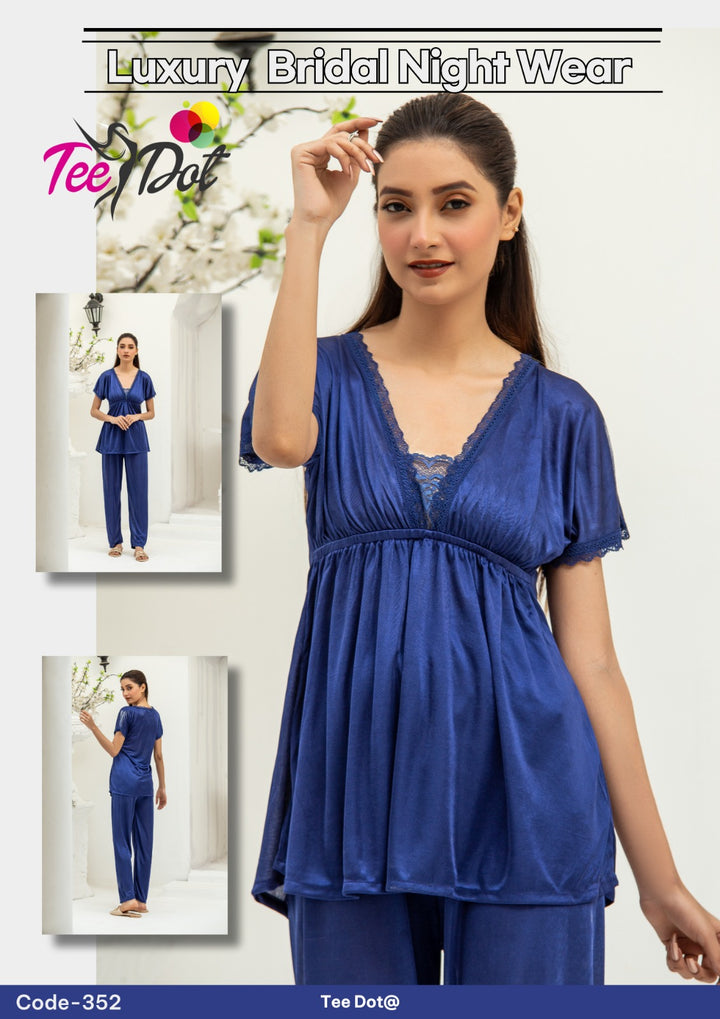 Silk Nightwear Duo – Top & Trousers with Lace Detail - Zara Apparel