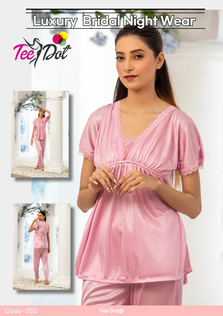 Silk Nightwear Duo – Top & Trousers with Lace Detail - Zara Apparel