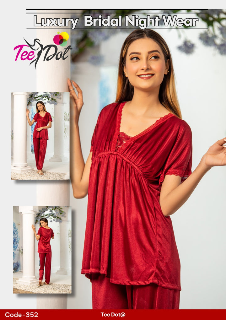 Silk Nightwear Duo – Top & Trousers with Lace Detail - Zara Apparel