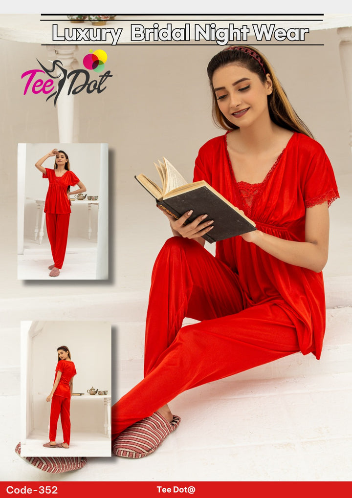 Silk Nightwear Duo – Top & Trousers with Lace Detail - Zara Apparel