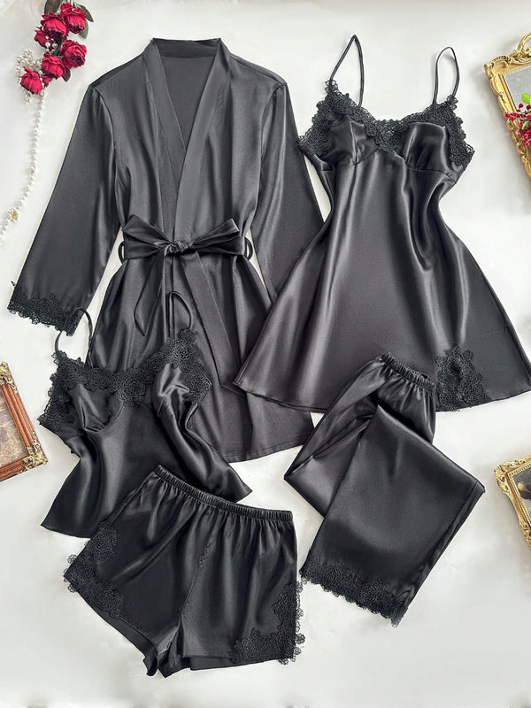 Premium Imported Silk Nighty Set 5 Pcs – Luxurious Bridal Sleepwear