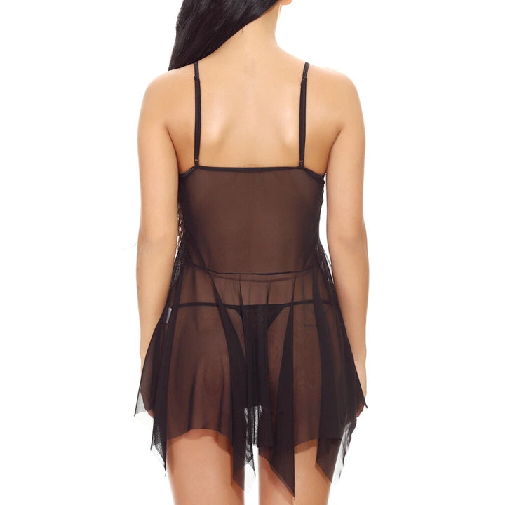 Black Sexy Nightgown for Women – Back View, Sleeveless Seductive Design