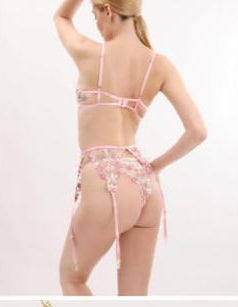 Floral Embroidered Sheer Lingerie Set with Garter Belt – Style 8101 - Zara Apparel