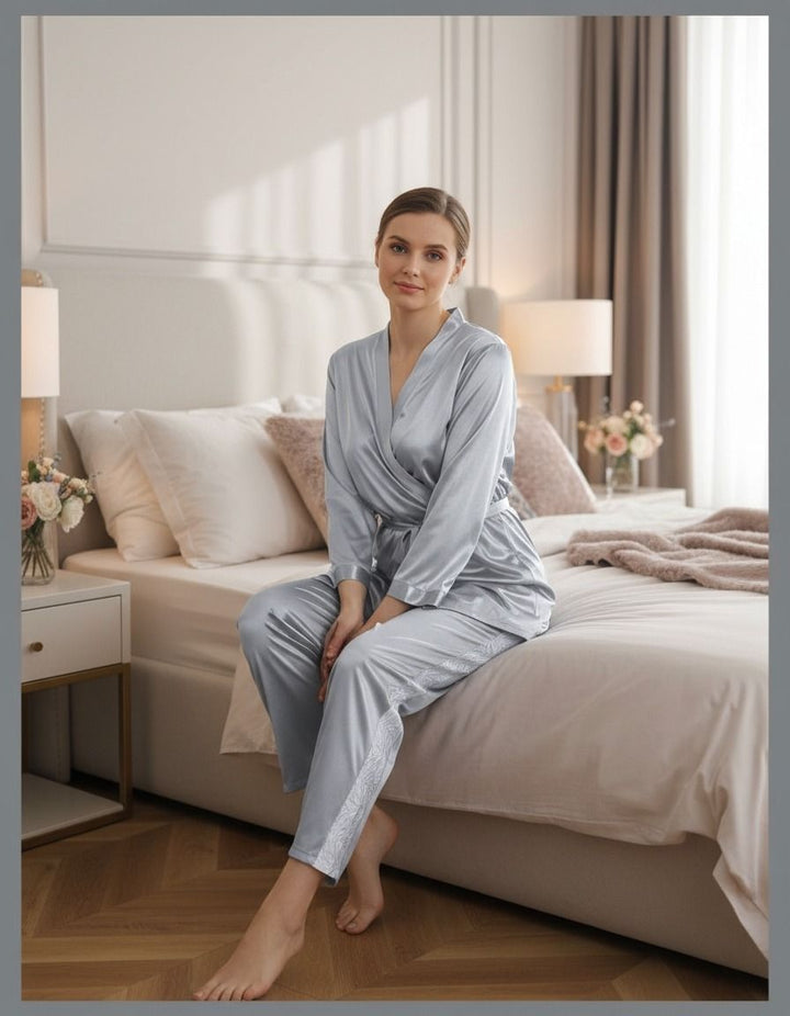 Women’s 2-Piece Silk Nightwear Set –Luxury Loungewear - Zara Apparel
