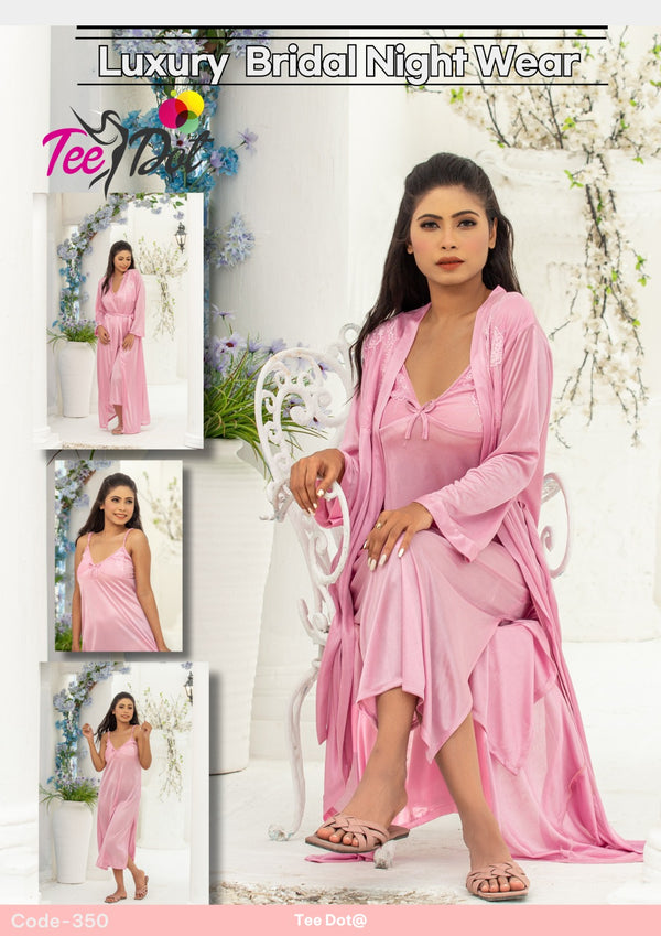 Soft Glow 2 Piece Bridal Nightwear Set – Satin & Lace Elegance-350