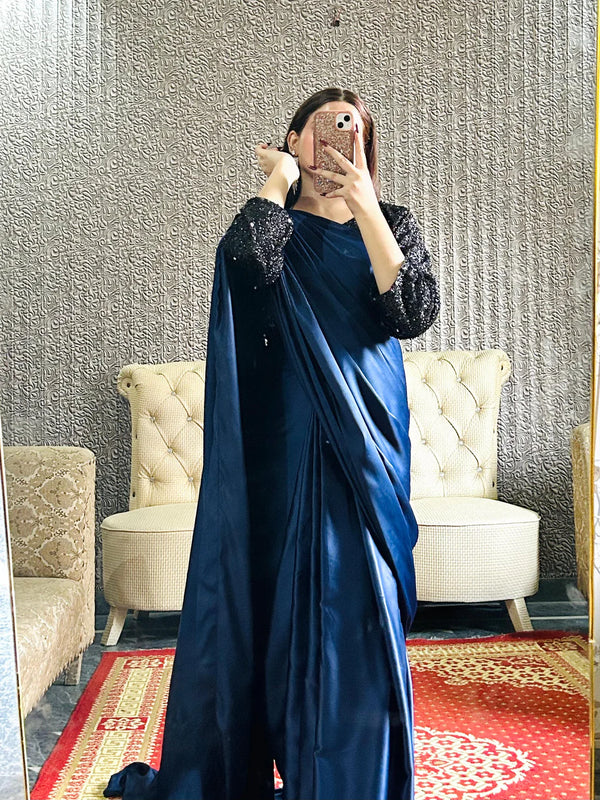 Moonlight Glow Sequence Stitched Saree
